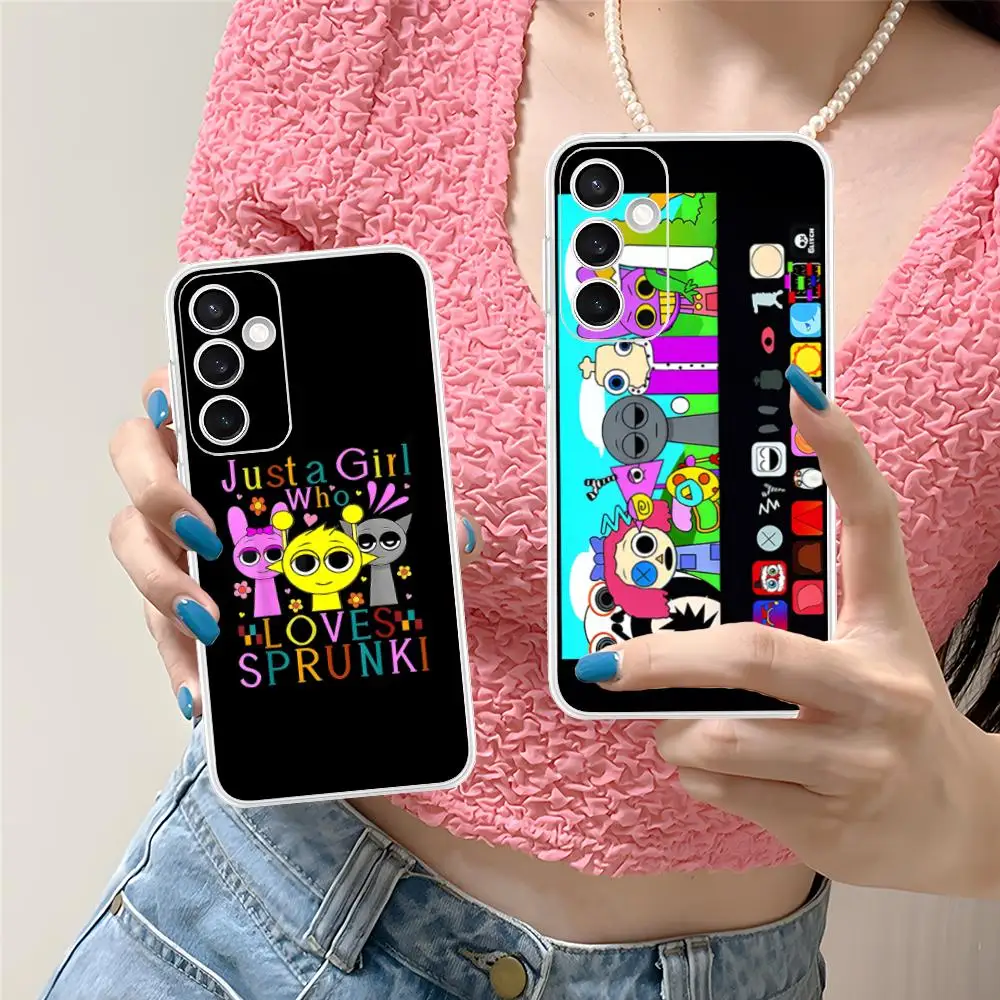 

Чехол для мобильного телефона Sprunki Music для Samsung Galaxy S25 S24 S23 S22 S21Plus FE, ультрапрозрачный цветной защитный чехол для мобильных телефонов, роскошный