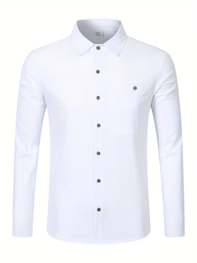 Herren Frühling Herbst Einfarbiger Leinen-Cardigan Reverskragen Langarm-Hemd Atmungsaktives Knopf-Oberteil Tägliche Freizeit Outdoor-Bekleidung – Detail 17
