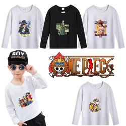 One Piece Luffy Tony Clothes Boys Girl Anime Cartoon Printed Long Sleeve T-shirt Child Autumn Cotton Blouse Leisure Kid Clothing