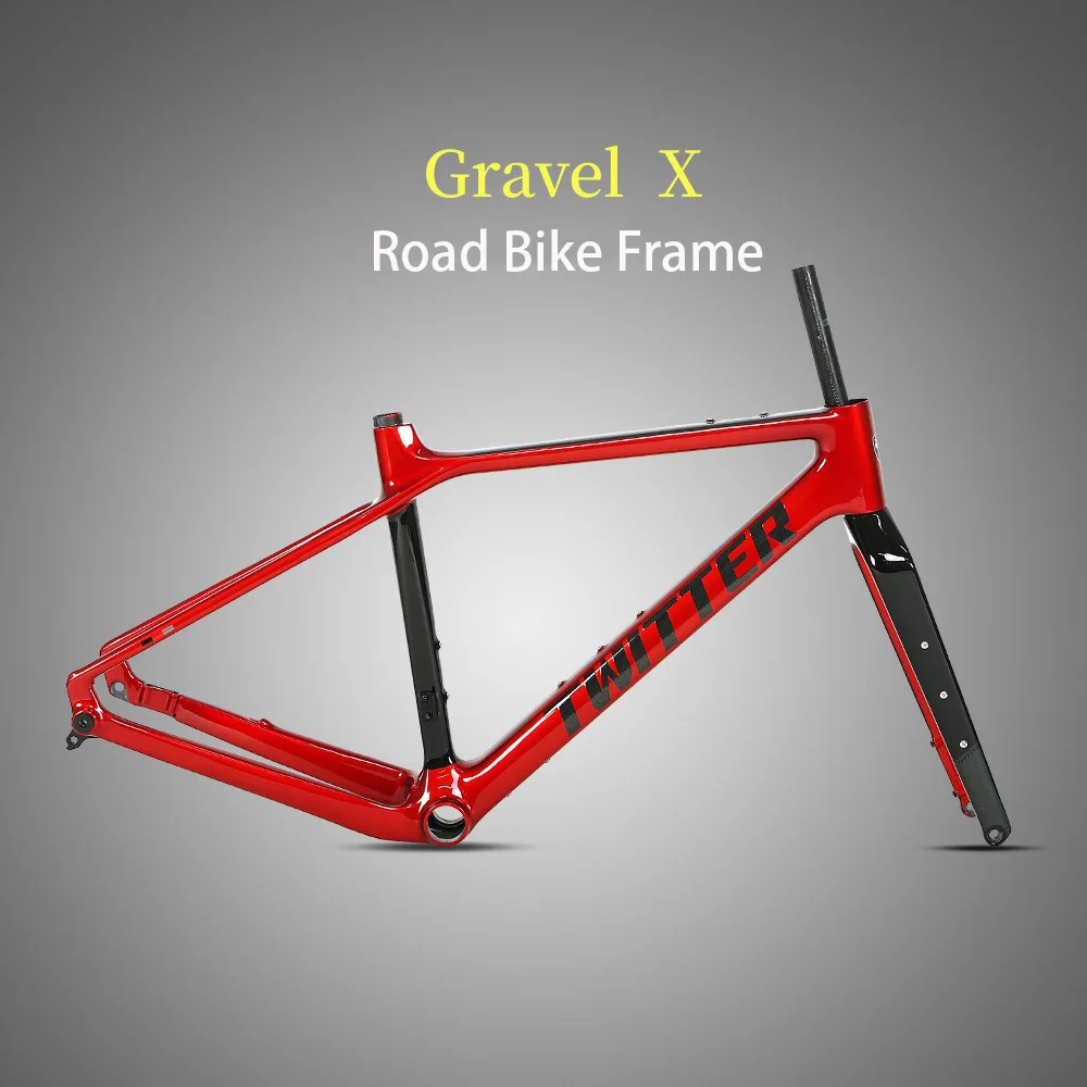 TWITTER Carbon Fiber Road Bike Frame Gravel Thru-Axle Disc Brake Inner Wiring Off-road Bicycle Frames And Front Fork