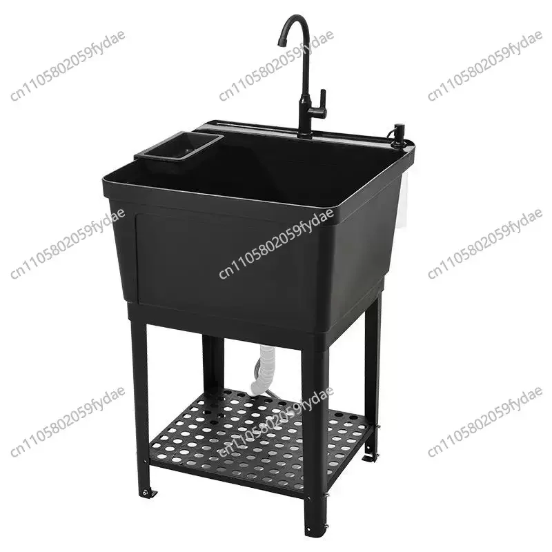 

Отдельностоящая раковина из нержавеющей стали, для прачечной и хозяйственной комнаты, прямоугольная, с одной чашей, черная/серебристая