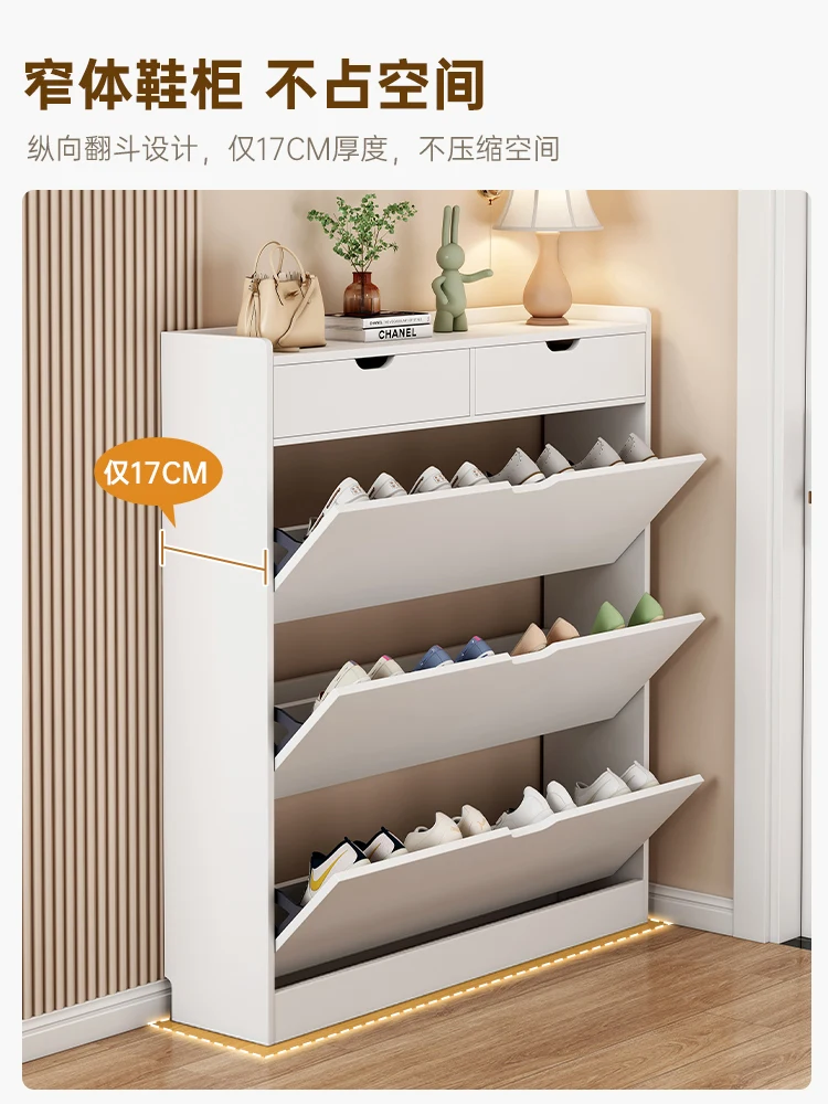 خزانة الأحذية باب منزلي جديد 2023 انفجار داخلي رفيع للغاية مدخل دلو باب ضيق صغير رف أحذية بسيط #4