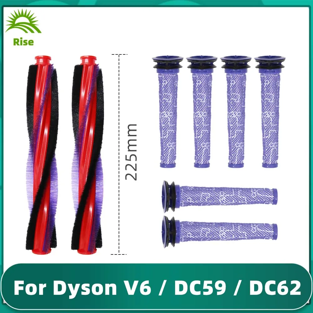 Fit For Dyson V6 Animal Fluff / DC59 / DC62 / SV03 / SV073 Roller 185 mm 225 mm Main Brush Bar Pre Filter Replacement Spare Part