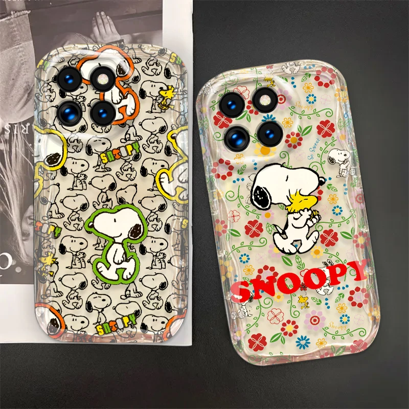 

Snoopy Cute Trendy For Xiaomi Mi 14 12 12T 11 Lite Poco M6 X6 X5 X4 X3 Pro GT NFC 5G Wave Oil Cover Phone Case