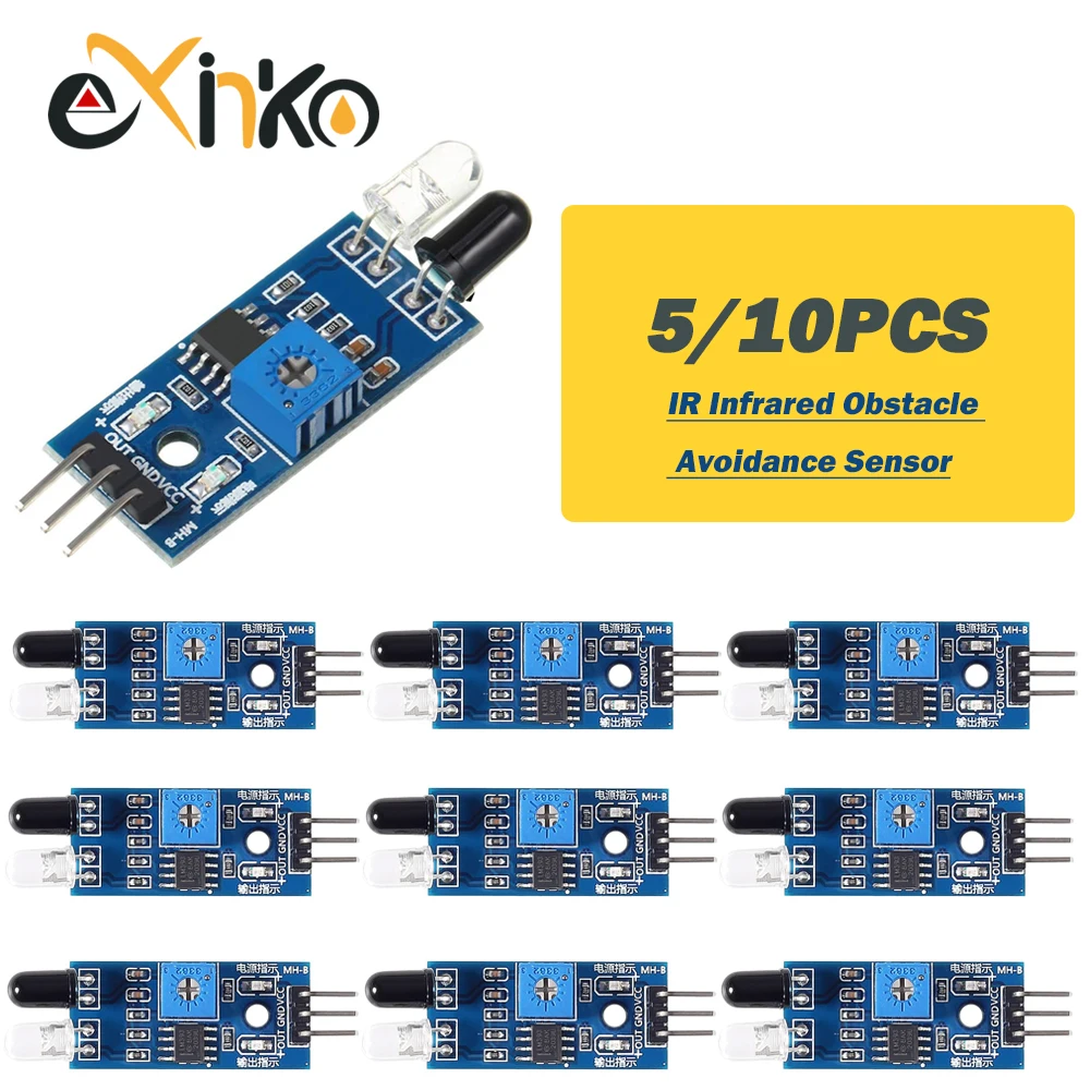 Módulo de Sensor de evitación de obstáculos infrarrojo IR, 5/10 Uds., para Arduino Diy, Robot de coche inteligente, fotoeléctrico reflectante de 3