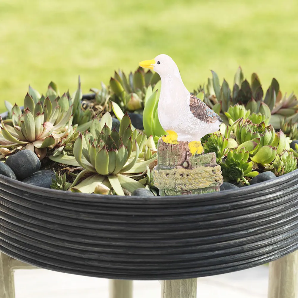 

3 Pcs Fish Tank Micro Landscape Ornament Decorations Delicate Mini Bird Resin Nautical Seagull