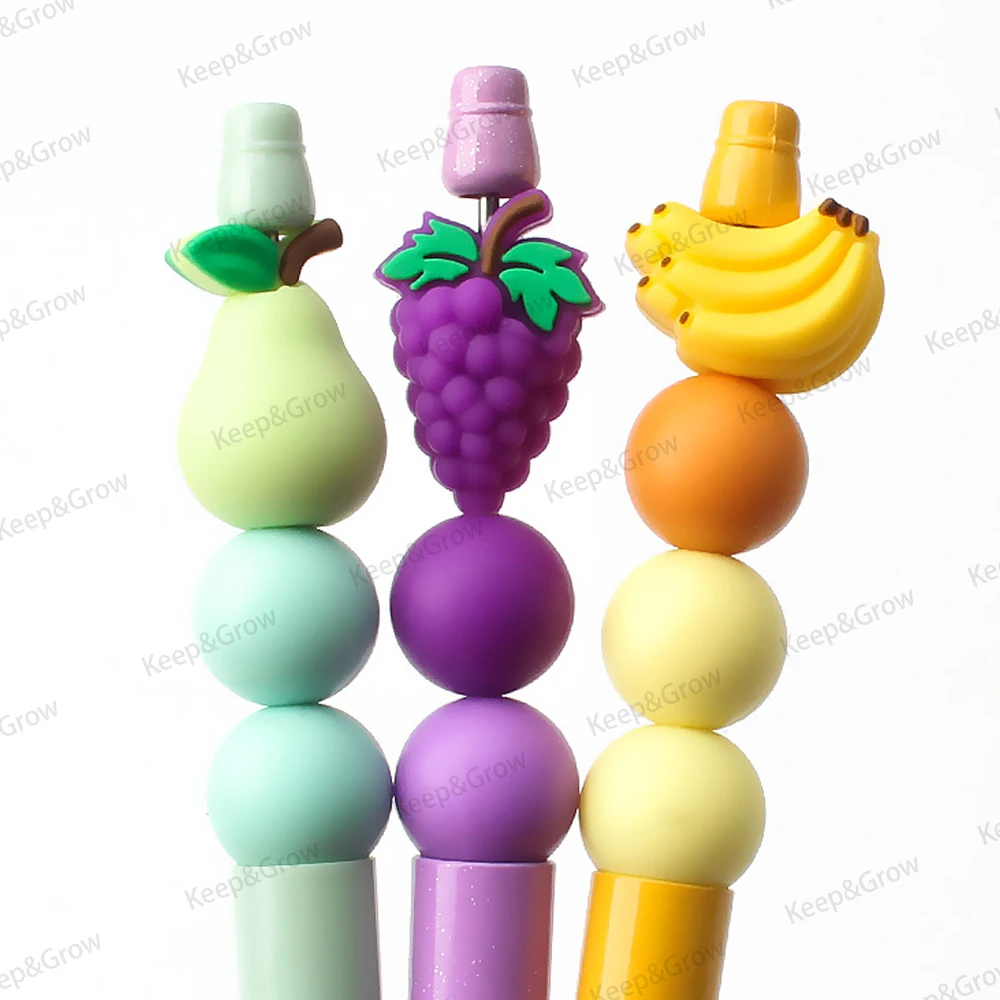 5/20/50Pcs Fruit Shape 3D Silicone Beads Apple Banana Avocado Focal Beads for Jewelry Making Pen Necklace DIY KeyChain Accessory