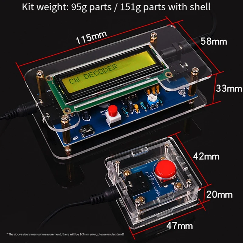 DC9V CW Decoder Morse Code Reader DIY CW Trainer Decoder Kit LCD Display Radio Circuit Board Welding Practice Kits