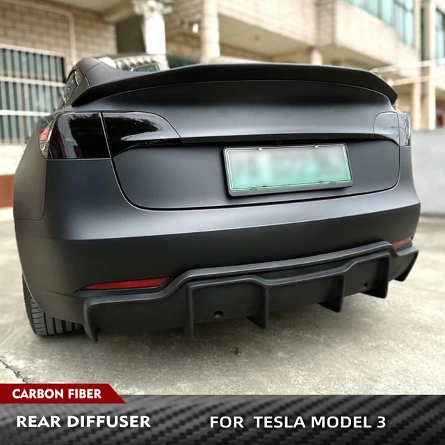 Prawdziwe włókno węglowe dyfuzor tylnego zderzaka samochodu spoiler podbródek zestawy karoserii tylny dyfuzor ochronny do Tesla Model 3 2016-2023