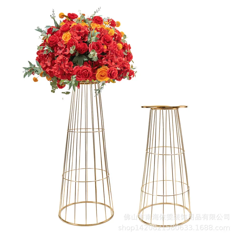 

New listed wedding road guide props electroplated gold flower ware wedding main table floral ornament cross-border foreign