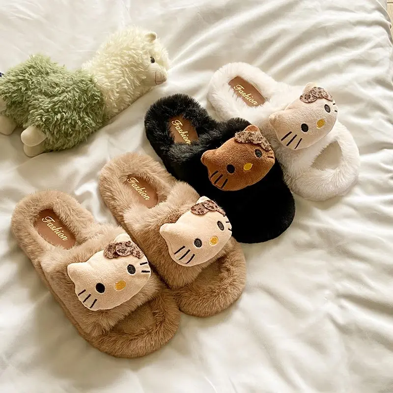 Kawaii مرحبا كيتي غامض النعال الخريف الشتاء المنزل في الهواء الطلق الأكثر مبيعا الفتيات أفخم الدفء تصميم الأزياء الراقية هدية رائعتين