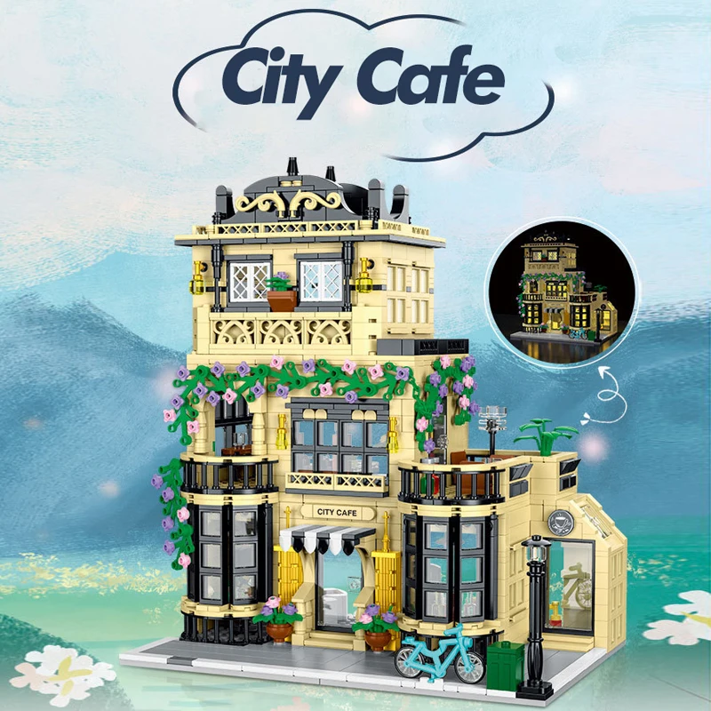 Creative Expert Modular Buildings MOC XMORK 20113 City Cafe Block Module 1443pcs Building Blocks Brick Puzzle Toys for Kids Gift