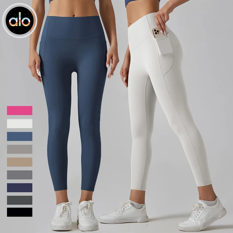 lo Yoga Skinny Belly Pocket Yoga Pants High Waist Anti-curling Ultra-thin Quick-drying Fitness Legging