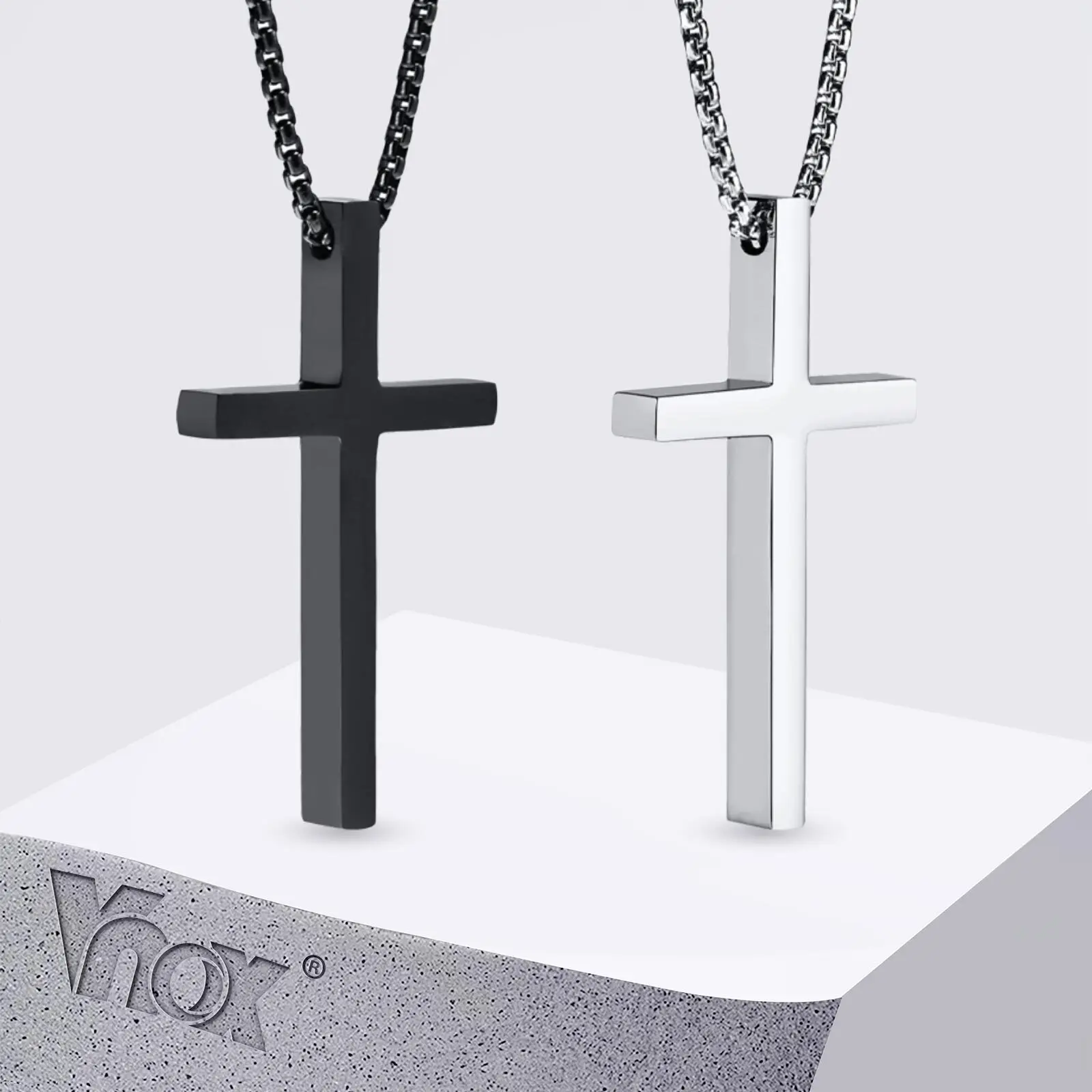 

Vnox Classic Cross Pendant Necklace For Men Women, Gold Silver Color Adjustable Box Chain Necklaces, Faith Prayer Jewelry Gifts