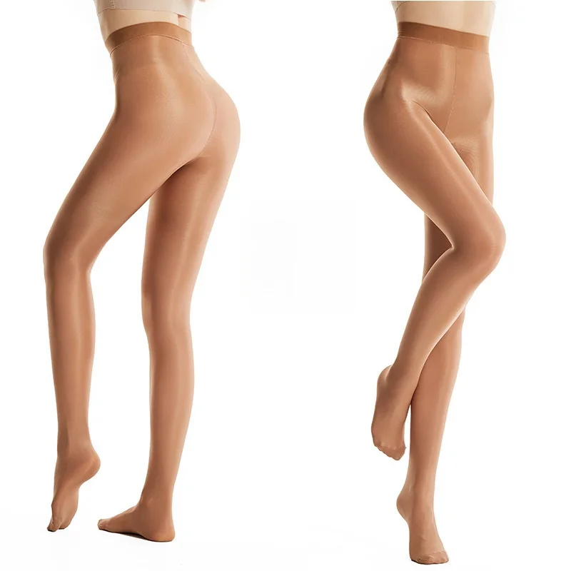 Newjoinfun ถุงน่องเงางามของผู้หญิง, ถุงน่องน้ำมันมันวาว70D ยืดหยุ่นสำหรับผู้หญิงรัดรูปชุดเต้นรำชุดชั้นในถุงน่อง