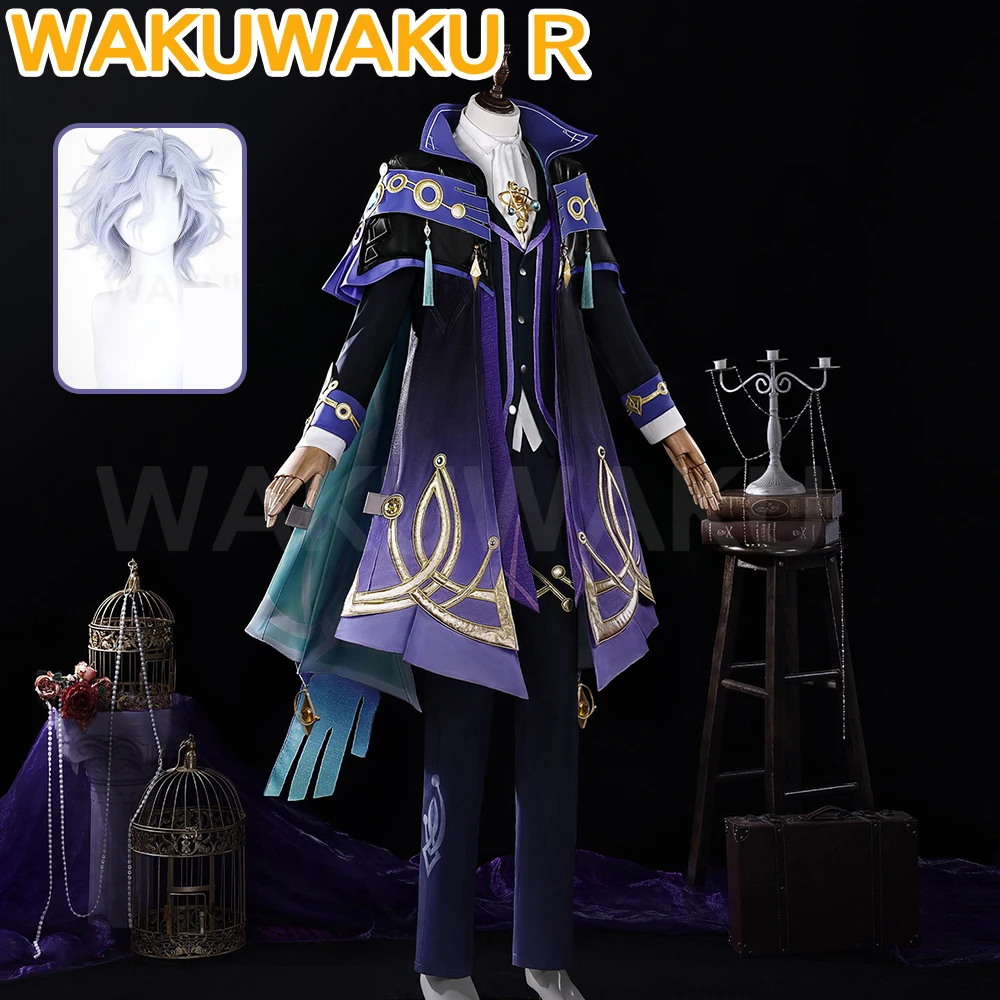 AUF LAGER Mitya Cosplay Kostüm Spiel Genshin Impact【S-2XL】WakuWaku-R Herren Anzug Snezhnaya Halloween Mitya Cosplay Perücke Übergröße