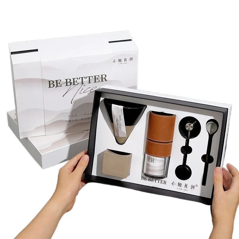 

LH business gift set to send customers employee benefits hand grinder coffee machine