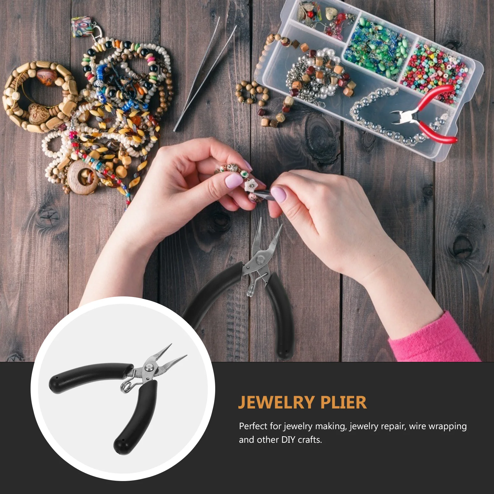 

Stainless Steel Plier Jewelry Making Tool Compact DIY Handicraft Wire Wrapping Repair Accessories Jewelry Plier