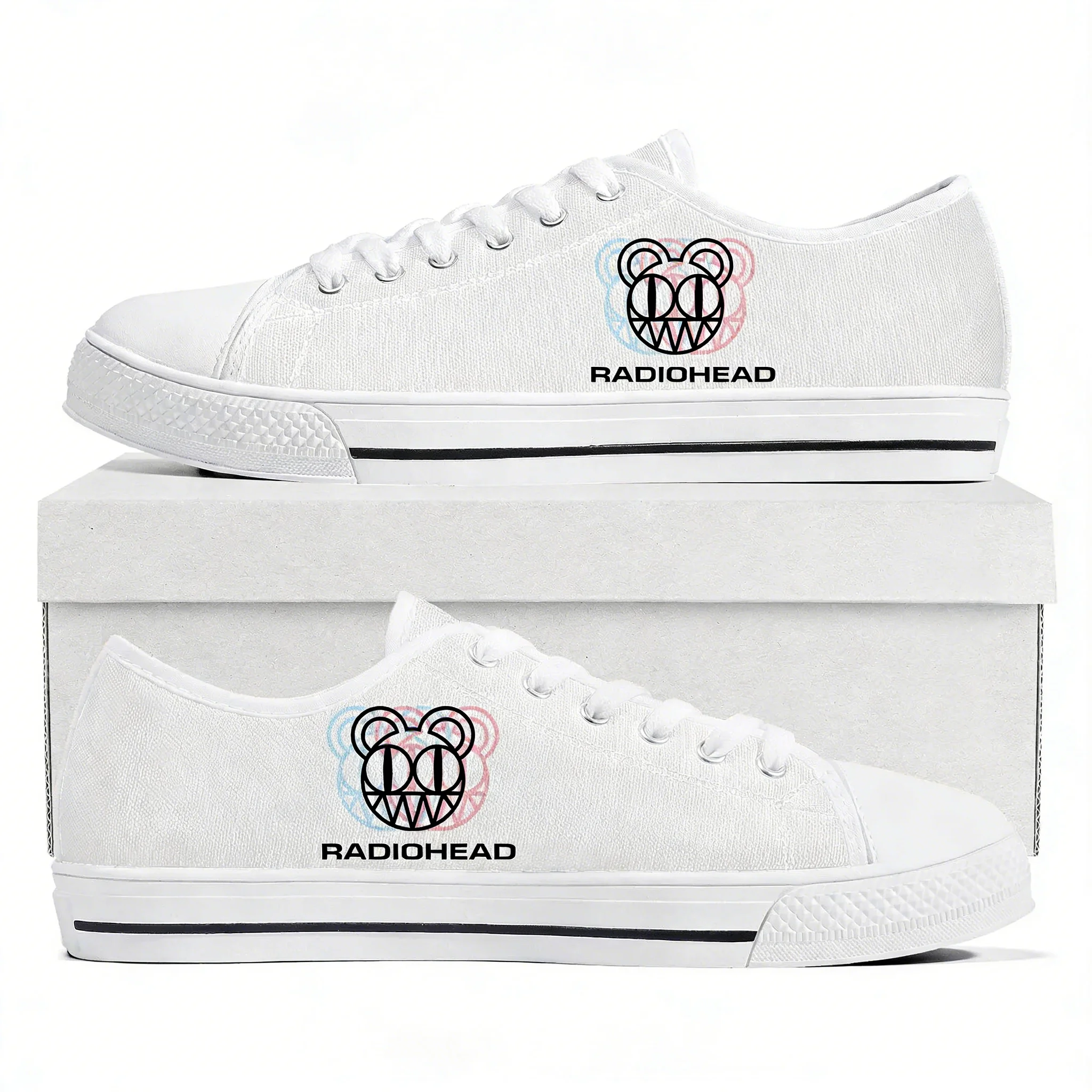 

Radiohead Rock Band Low Top Sneakers Mens Womens Canvas Sneaker High Quality Casual Couple Footwear Personalized Shoes White