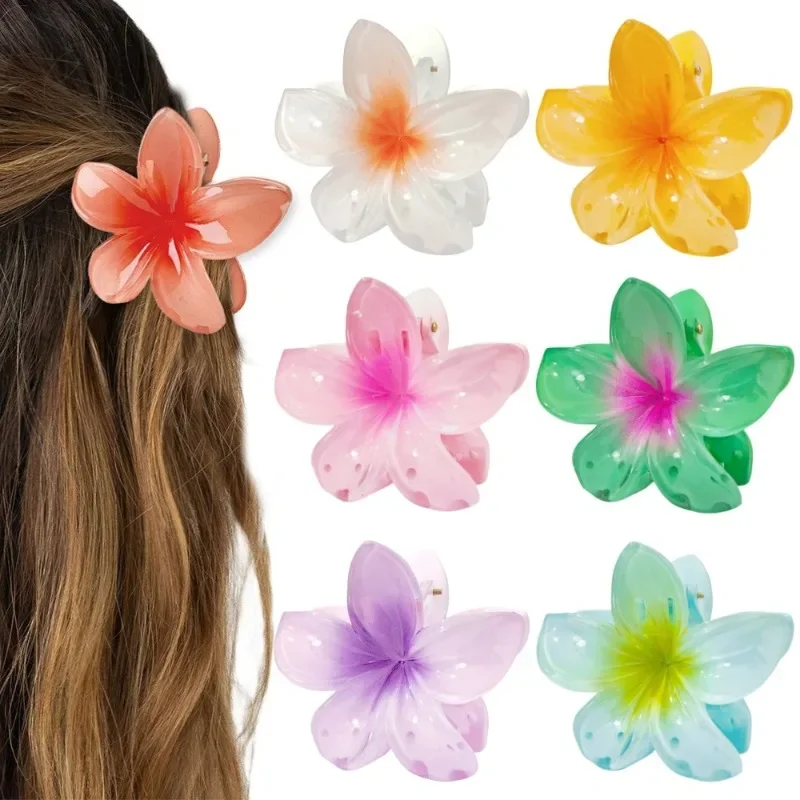 Bohemia Egg Flower Hair Clips para mulheres, garra de cabelo grande para meninas, acessórios de praia, moda