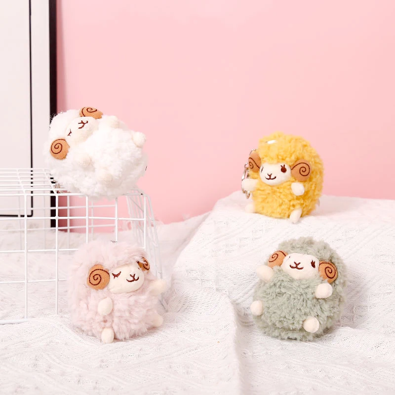 1Pc Backpack Decor Sheep Plush Pendant Cute Mini Sheep Plush Pendant Soft Lamb Doll Ornament Keychain For Car Decoration