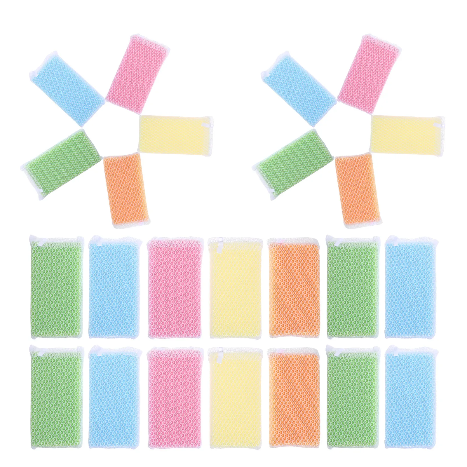 30Pcs Colorful Mesh Kitchen Cleaning Sponges High Absorbency Dish Scrubber Non Scratch Scourer Pad for Pots Pans Dishes