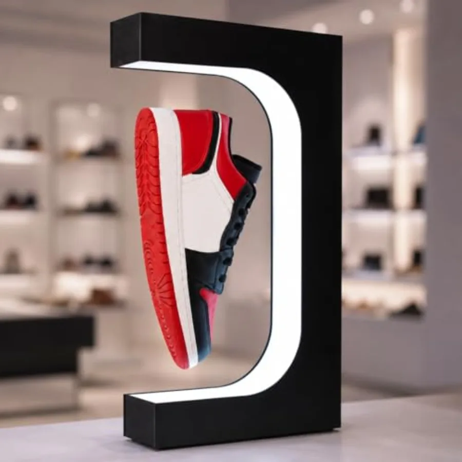 Shelf Magnetic Sneaker Stand with LED Light Rotating Acrylic Holder for Advertising Exhibition Show in Shop Store Gift Home Dec