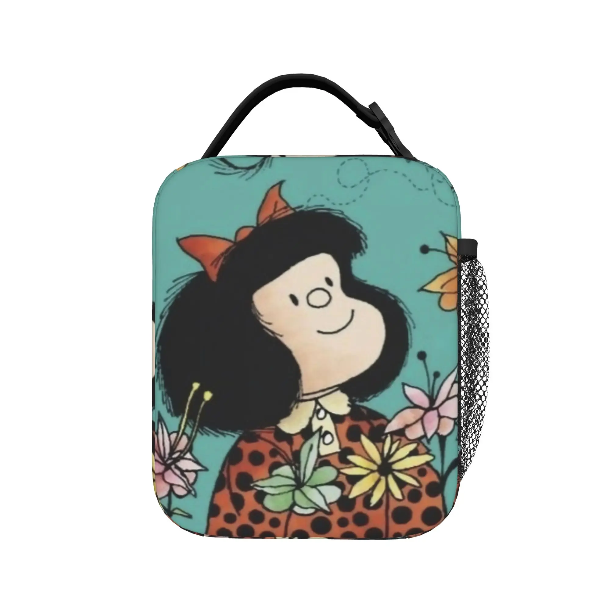 Mafaldas Flowers 80s Insulated Lunch Bag High Capacity  Lunch Container Cooler Bag Tote Lunch Box Office  Outdoor Men Women