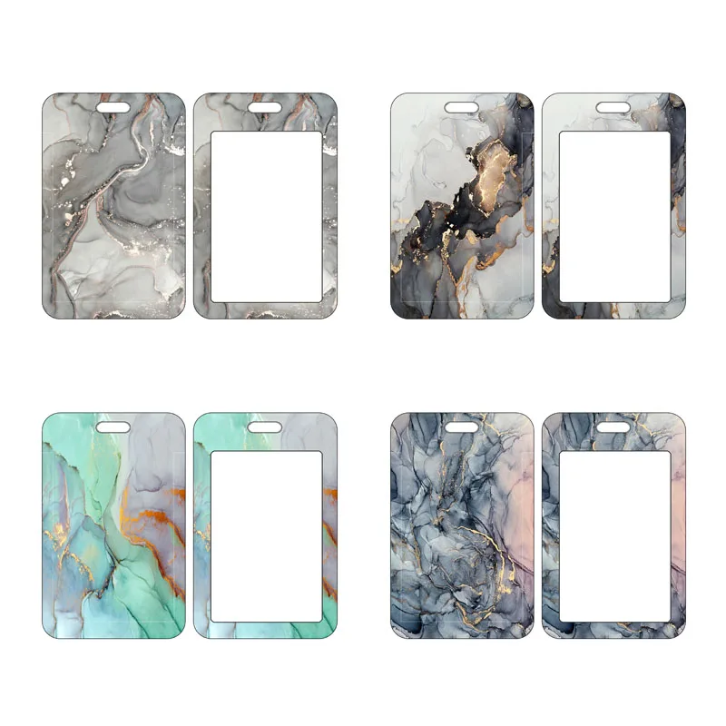 Marble Printing ID Card Holder Office Worker ID Cover Card Protector Business Bank Card Case Gift