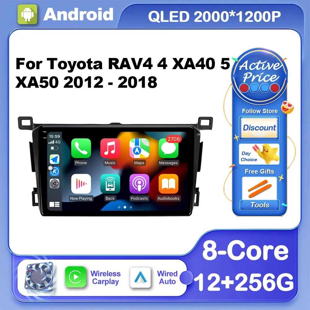 

Правая рука Drvie ОС Android для Toyota RAV4 4 XA40 5 XA50 2012 - 2018 Автомобильный мультимедийный плеер беспроводной Carplay GPS Navi BT WiFi 4G