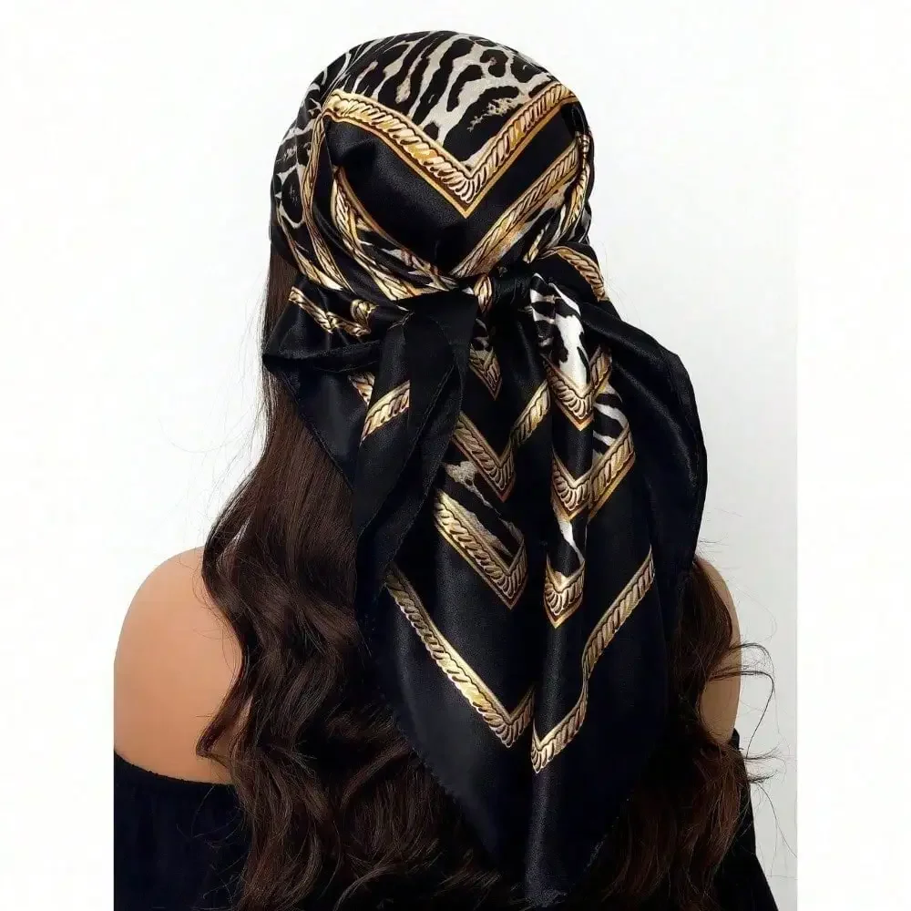 

Silk Scarf Scarftop Headwraps For Women Vintage Four Seasons Hair Scarve 90*90cm Hijab Foulard Iuxe Bandana Femme Headscarf