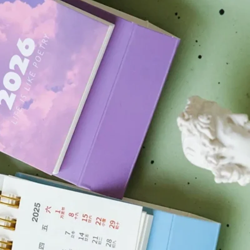 

Пейзажный мини-настольный календарь на 2026 год, креативный календарь-планировщик, настольный орнамент, украшение, офисные канцелярские принадлежности