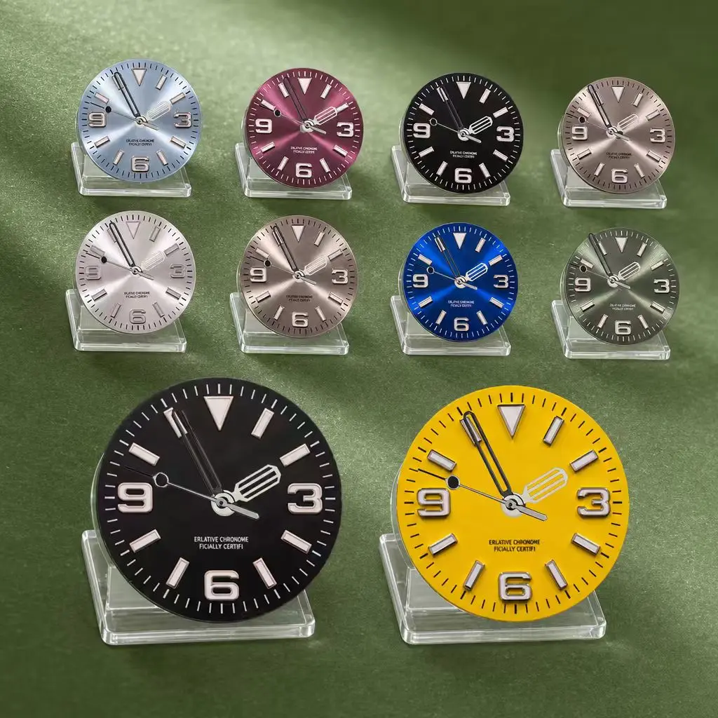 NH S Logo 28.5mm Sun arab Explorer Dial NH35/NH36/4R Movements Ice Blue Luminous Watches for men Watch Modification Accessories