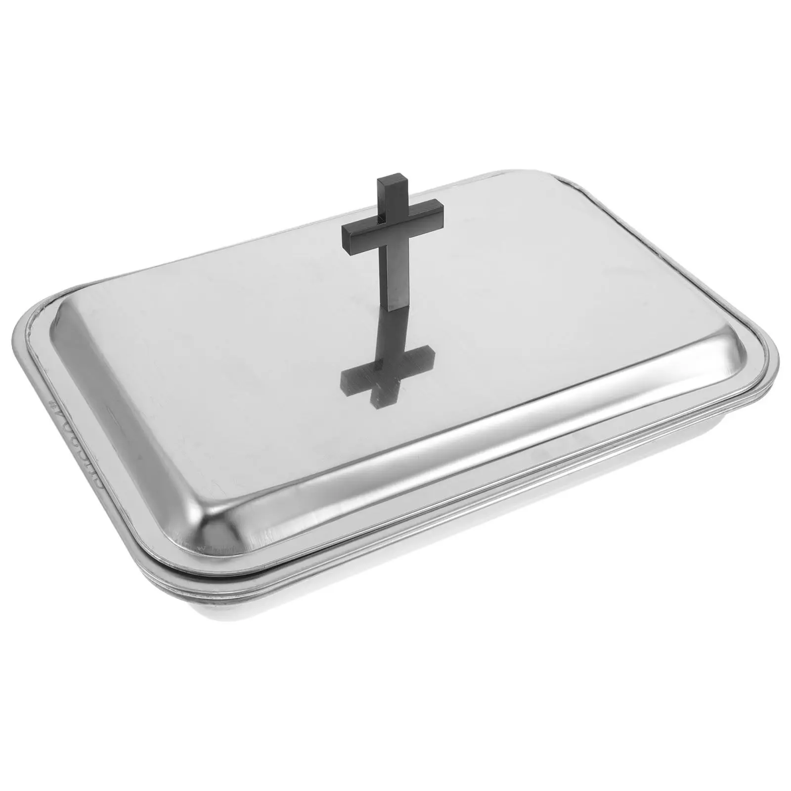 

40-Hole Stainless Steel Communion Tray 12x8 Covered Communion Cup Rack Church Worship Eucharist Tray for Juice Wine