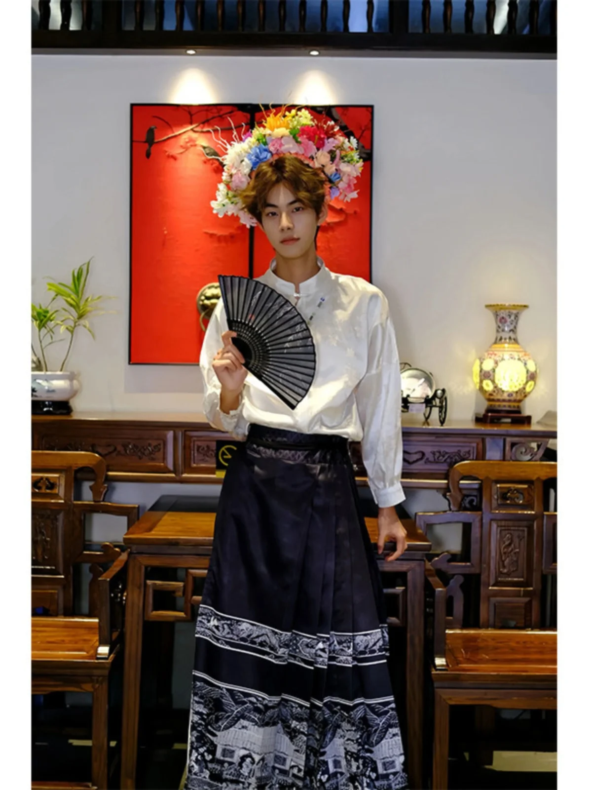 

New Chinese Sle Long Hanfu Skirt for Men Improved Version Suitable for Office Wear Tall Men Suitable Casual Spring Wear