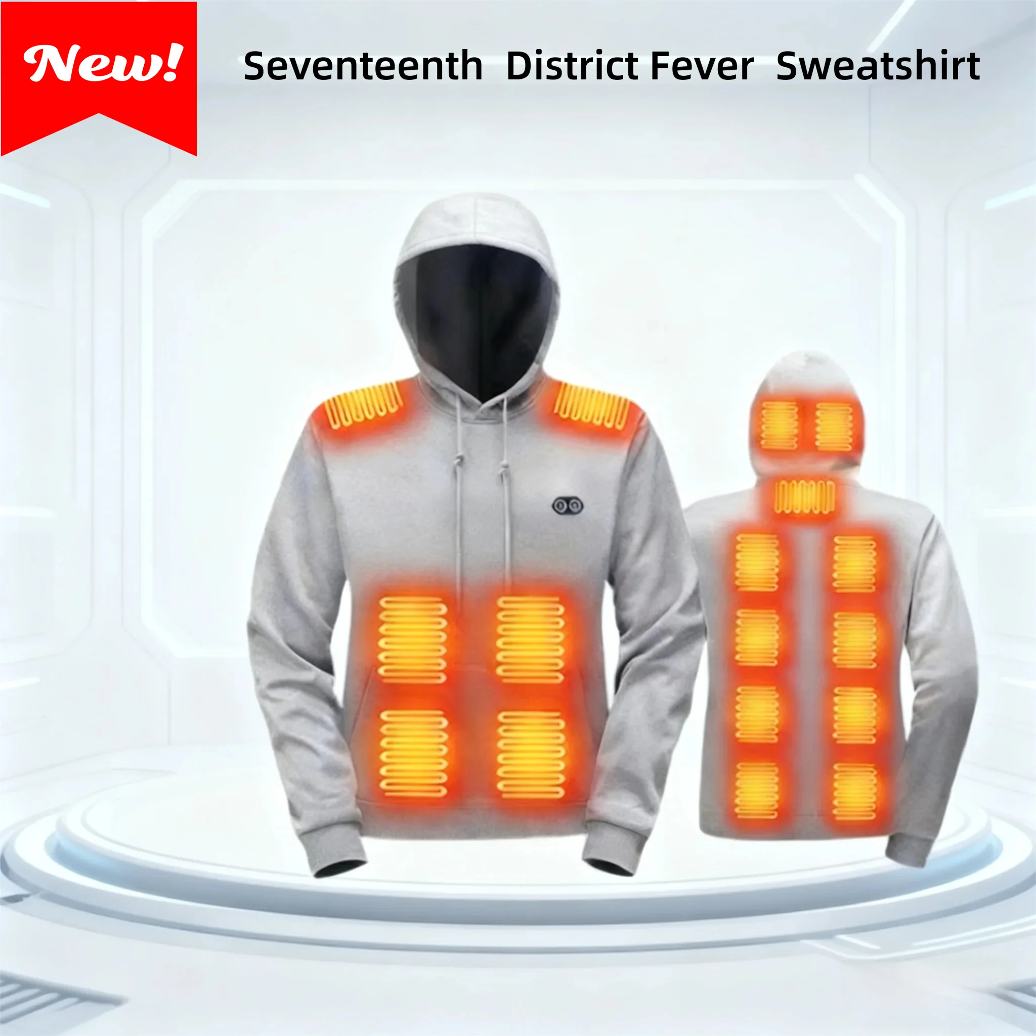 

USB-Heated Casual Hoodie for Men and Women - Double Control, 17 Heating Zones, Rapid Warmth