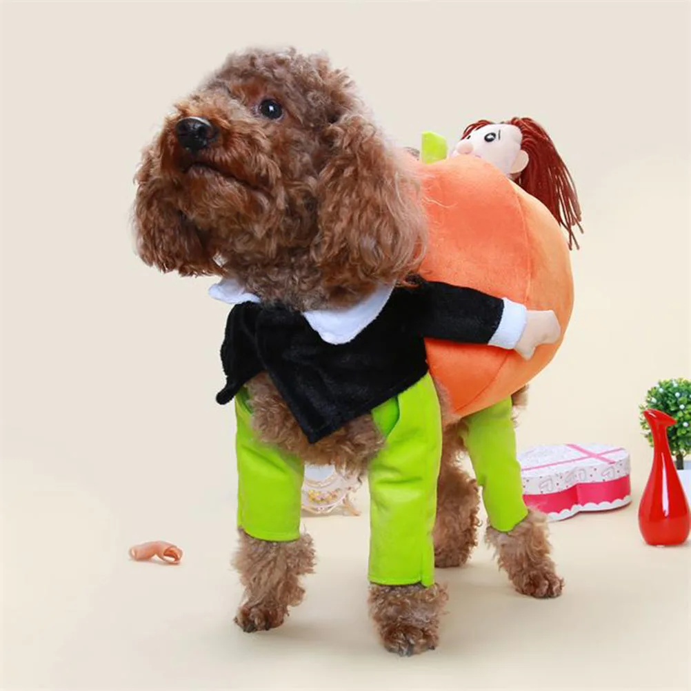 

Pumpkin Transformation Outfit Dog Halloween Pet Costumes Soft Material Carrying Design Easy Wear Long Use Party Photo