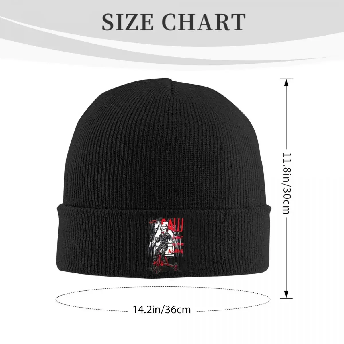 Saw Jigsaw On Bicycle Knitted Caps for Women Men Beanie Winter Hats Horror Movie Billy Hip Hop Melon Cap