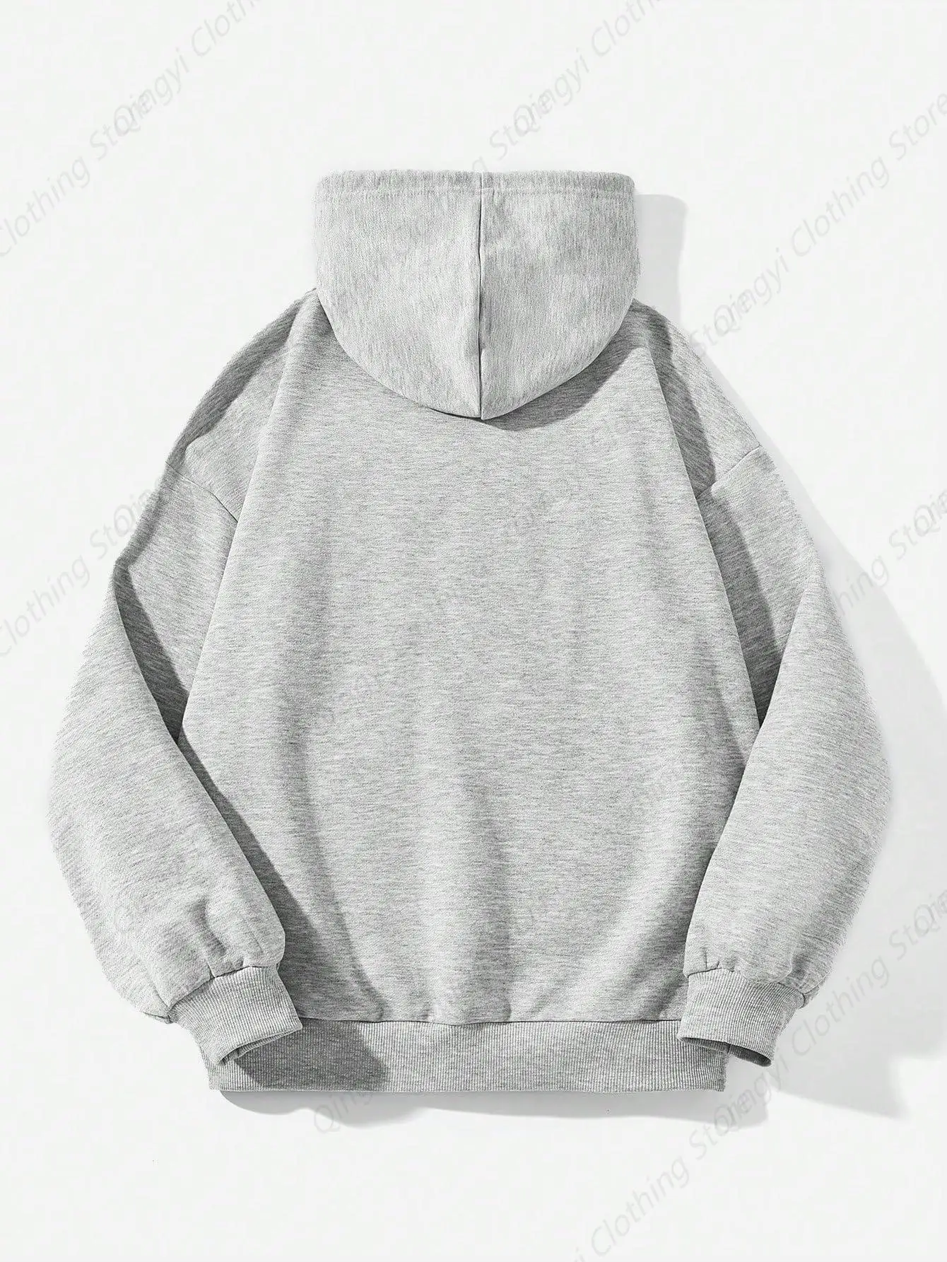 Hoodie grafis kasual, Hoodie Sweatshirt ukuran besar, tali serut lengan panjang, atasan Pullover longgar abu-abu muda