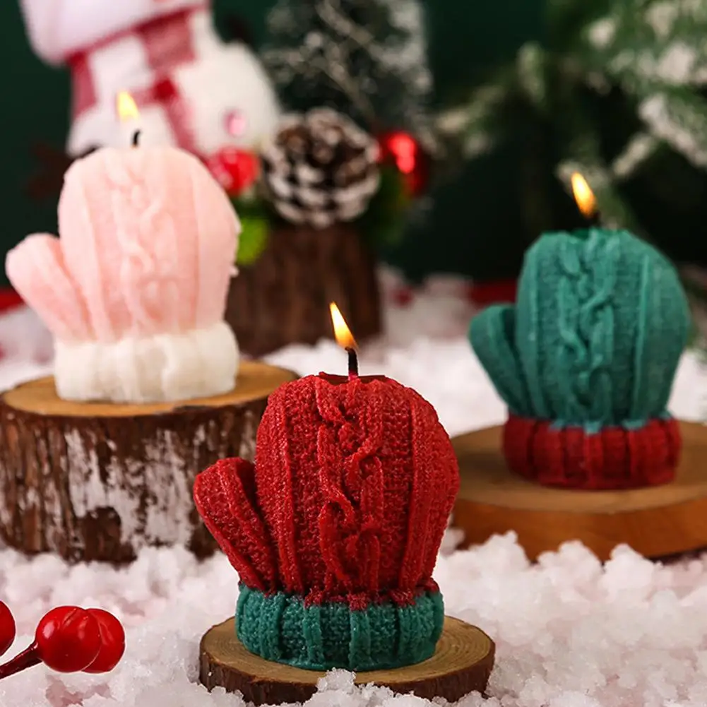 

Christmas Candles Gloves & Tree Fragrance Wool Christmas Candles ﻿Party Small Creative Aromatherapy Ornaments Decor Gifts G O7G0
