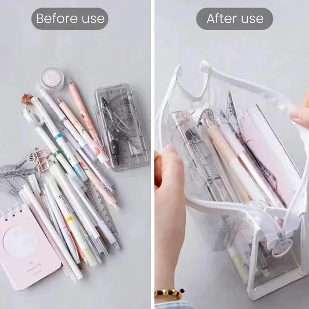 Capaciteit potloodtas Transparant etui Marker Pouch Set voor school Kantoorbenodigdheden Reizen Cosmetische make-up voor studenten