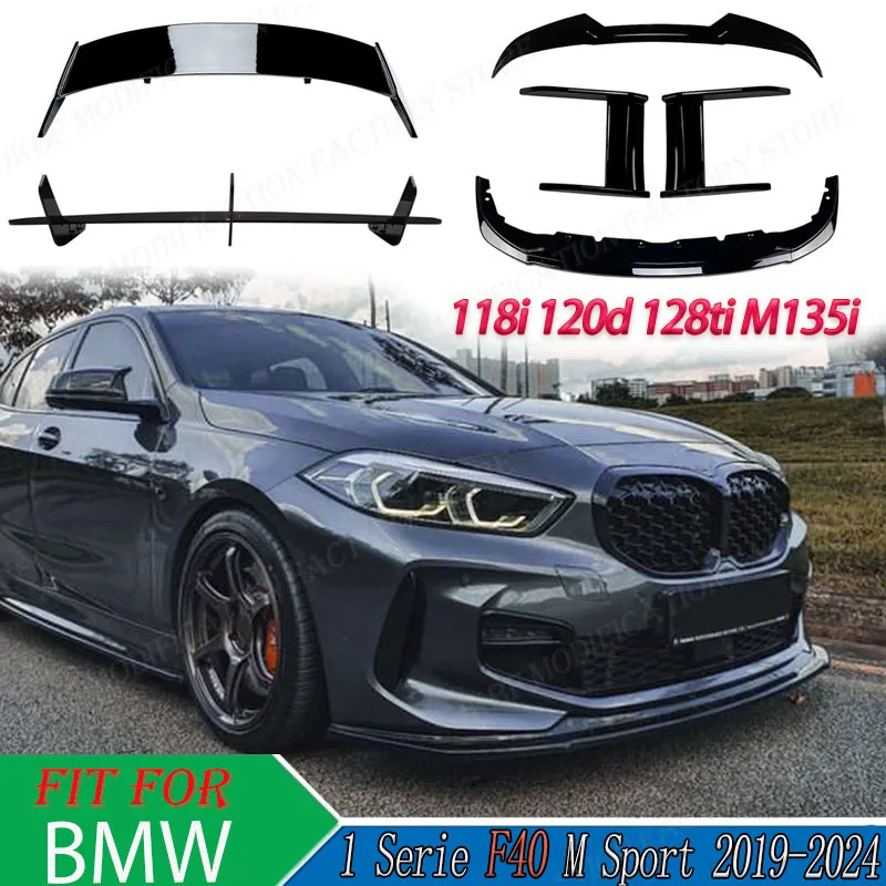 

2019-2024 for BMW 1 Serie F40 M Sport 118i 120d 128ti M135i Car Front Bumper Spoiler Wing Lip Splitter Diffuser Body Kits Tuning