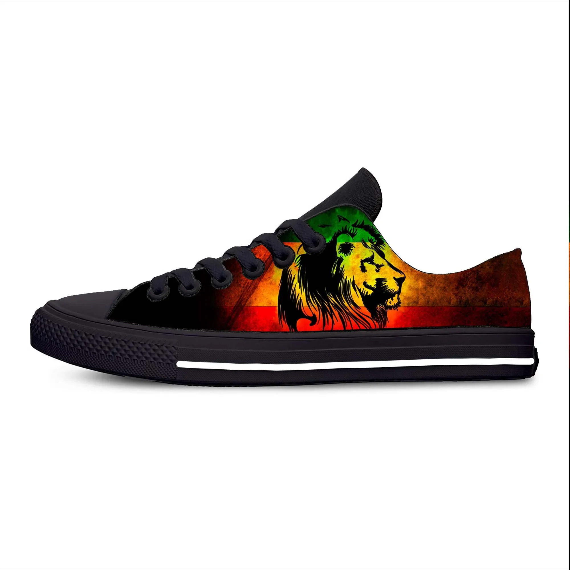 Äthiopien äthiopische Flagge Löwe von Judah Rastafari Freizeit Stoff Schuhe Low Top bequeme atmungsaktive 3D-Druck Männer Frauen Turnschuhe