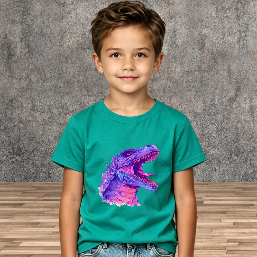 

Boys Classic Dinosaur Printed T Shirt Summer Kid Breathable Short Sleeve Tops