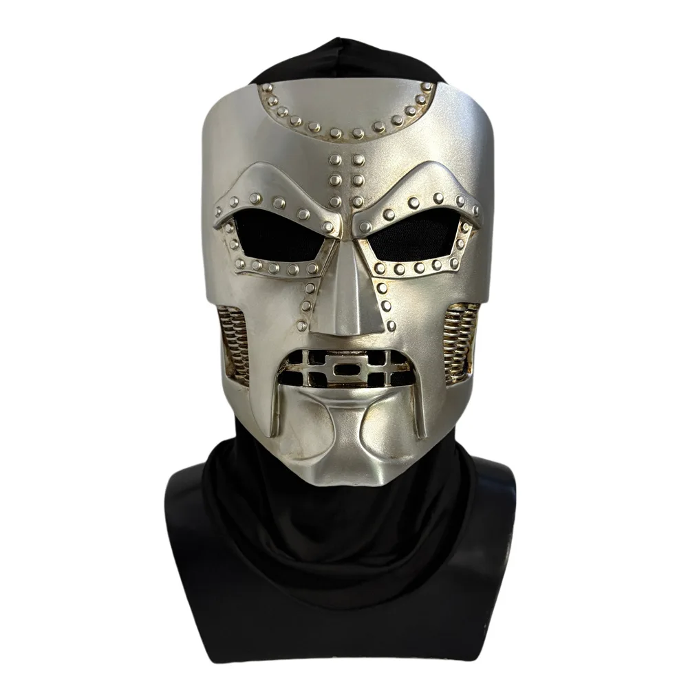 Cosplay-Maske Silber Erwachsene Herren Vollgesichts-Harz-Kopfbedeckung mit Verstellbarem Gürtel Bösewicht-Kostüm-Requisiten – Detail 1