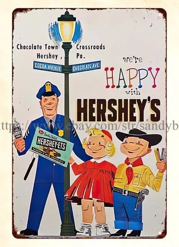 Letrero metálico de chocolate Hershey's para dormitorio, hogar, cocina, arte decorativo