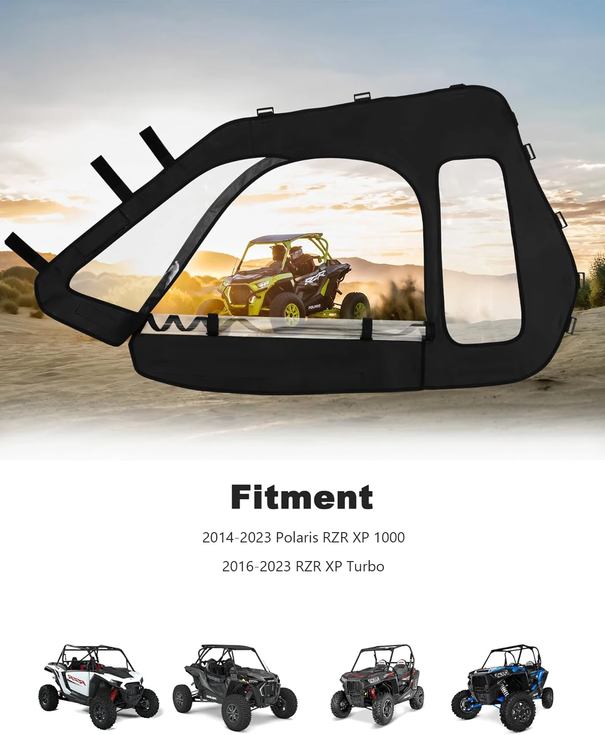

Мягкие верхние двери Polaris RZR XP 1000 2014-2023, 2-местные водонепроницаемые мягкие верхние двери кабины для улучшенного зрения