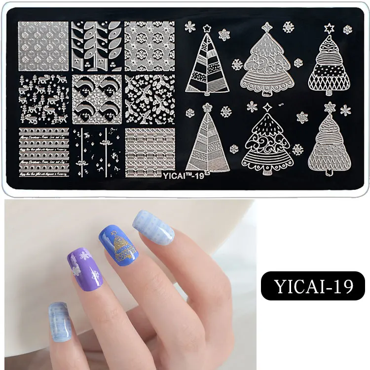 Geometric Love Heart Nail Stamping Plates French Line Design Leaf Floral Nail Art Stamp Stencil Printing Template Accessories