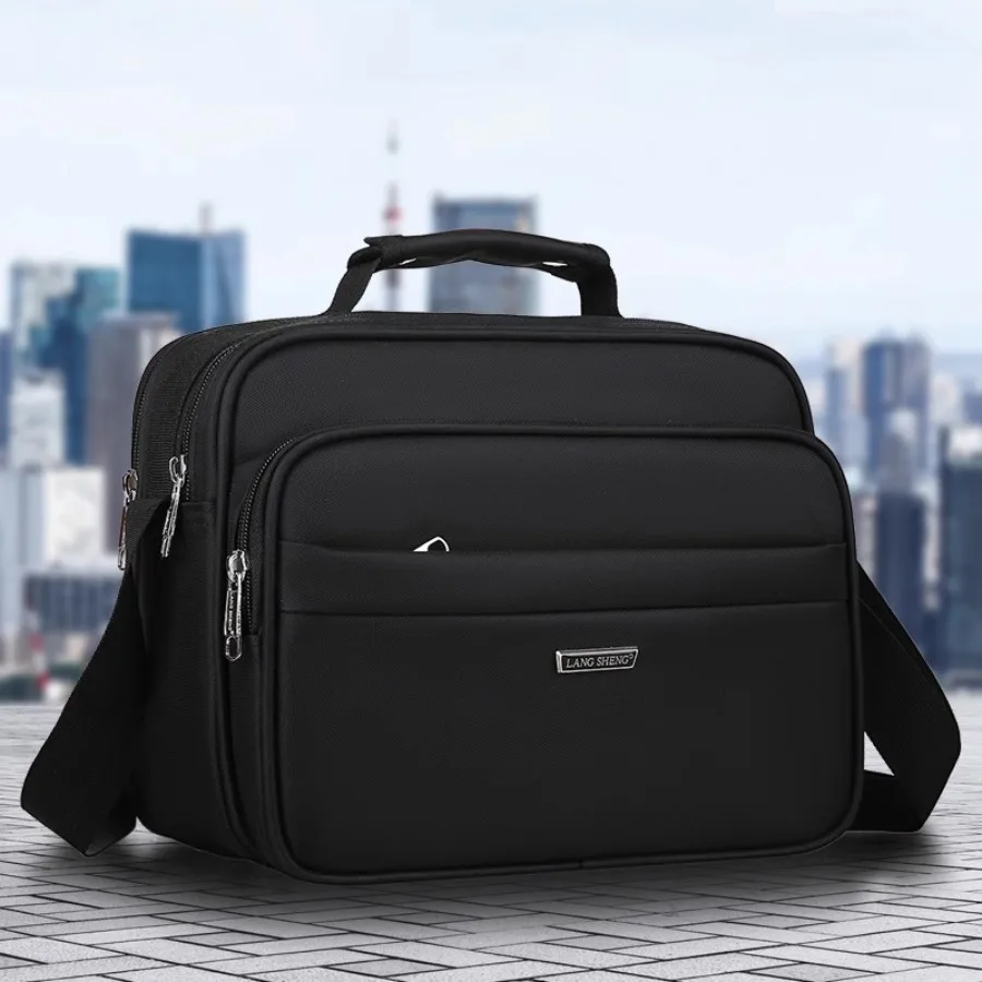 

【Новый стиль】Мужская городская сумка через плечо из ткани Оксфорд, водоотталкивающая, повседневная, деловая, сумка-мессенджер, деловая коллекция.