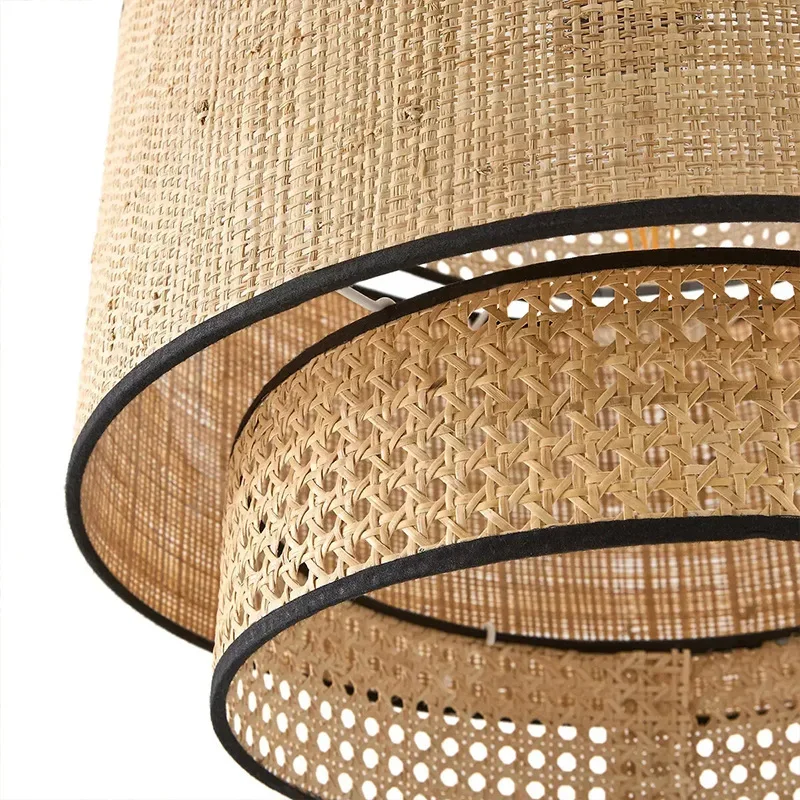 Imagem -04 - Handmade Nordic Rattan Pendant Light Lustre Simples Estilo Chinês Lâmpada de Tecido para Hotel Cafetaria Candelabro Simples